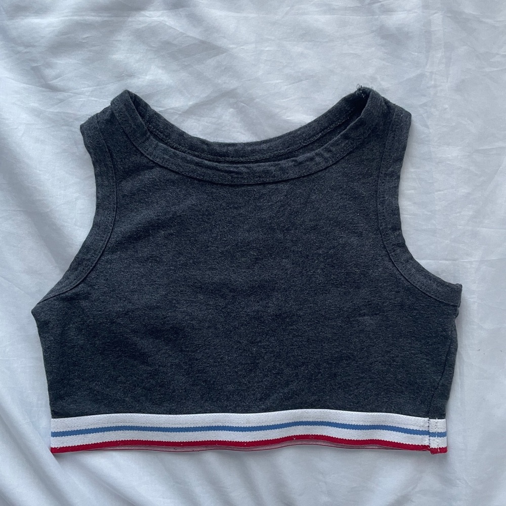 BLUENOTES cropped work out tank with striped elastic